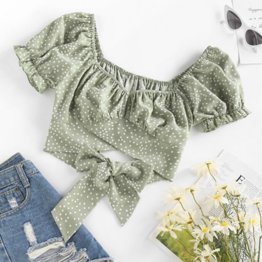 DARK green mini blouse